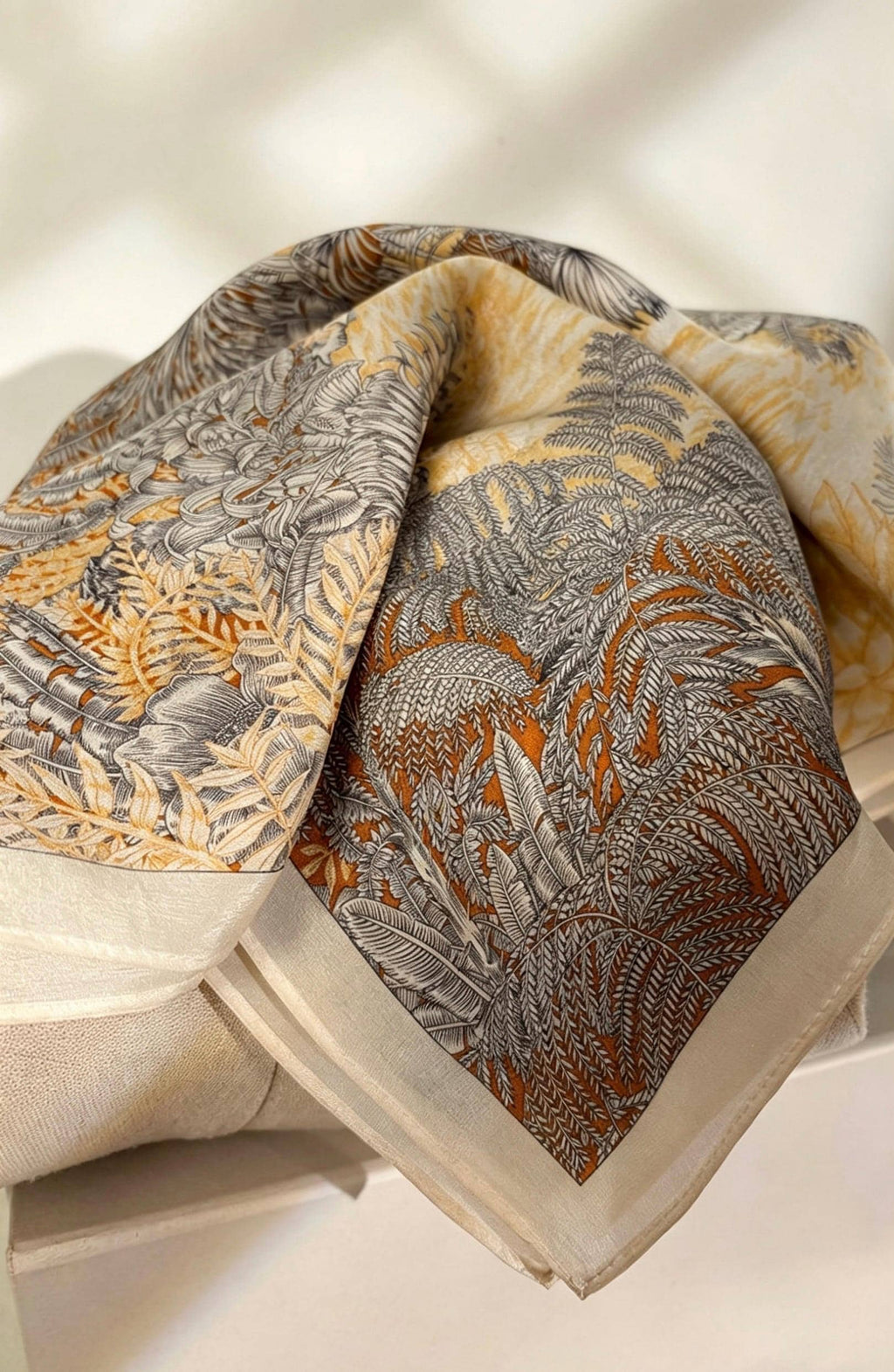 Elegant Rainforest Silk Scarf 65x65cm/25.5in, 100% Mulberry Silk Crepe De Chine Square, Artistic Floral Print, Chic Neckwear, Handbag Scarf