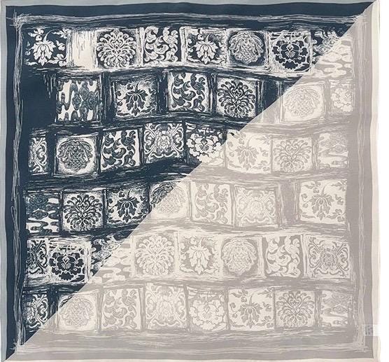 100% Mulberry Silk Scarf 25.5" Square Crepe De Chine, Artistic Patchwork Pink Silk Necktie, Versatile Hair Scarf, Elegant Gift for Women