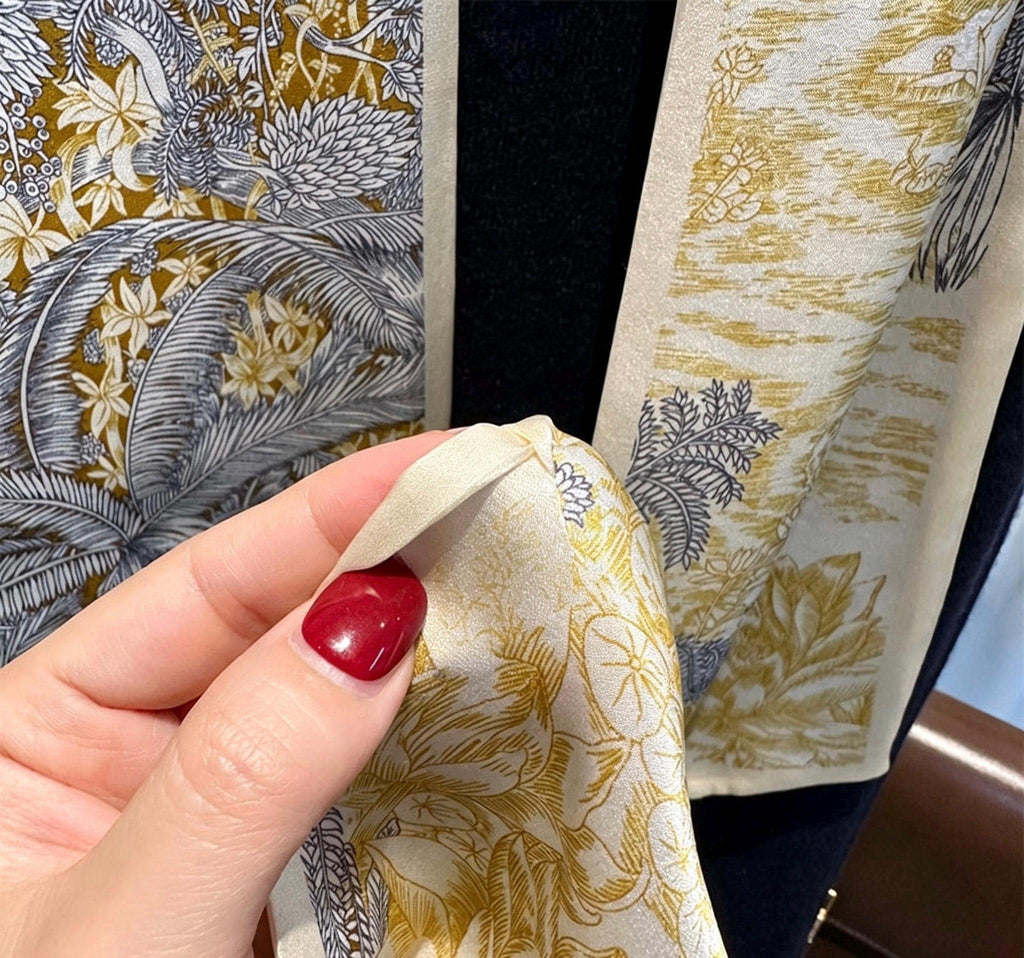 100% Mulberry Silk Skinny Scarf for Women, 6.7x59" Long Silk Ribbon Tie, Minimalist Neck Scarf, Elegant Hair Scarf, Luxury Purse Accessory