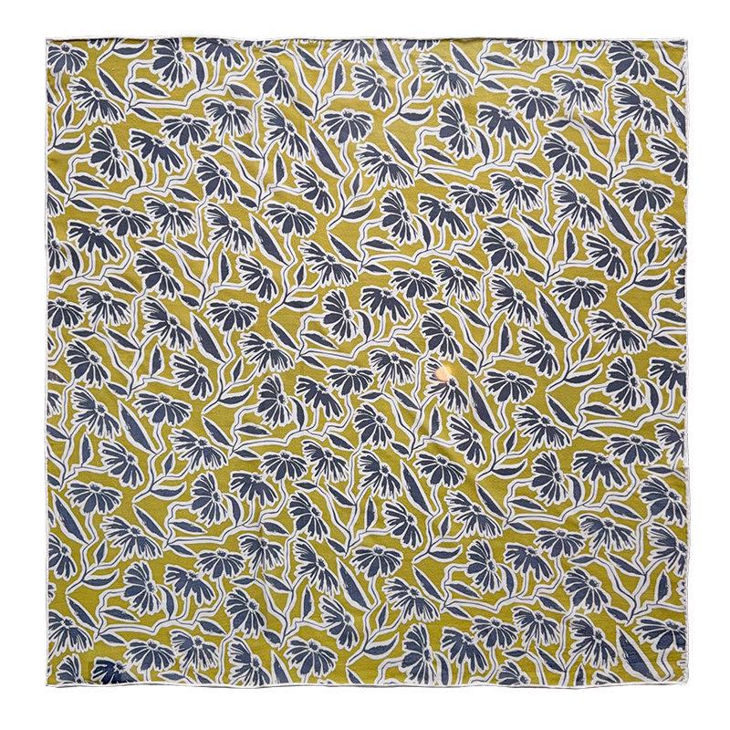 Spring Dream Silk Georgette Scarf, Lightweight Mulberry Silk Square, Artistic Floral Necktie, 25" Small Shawl, Romantic Luxe Gift for Her