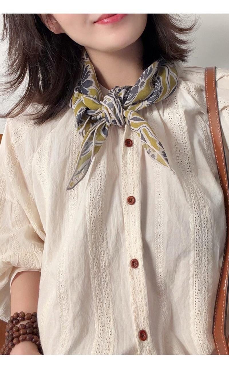 Spring Dream Silk Georgette Scarf, Lightweight Mulberry Silk Square, Artistic Floral Necktie, 25" Small Shawl, Romantic Luxe Gift for Her