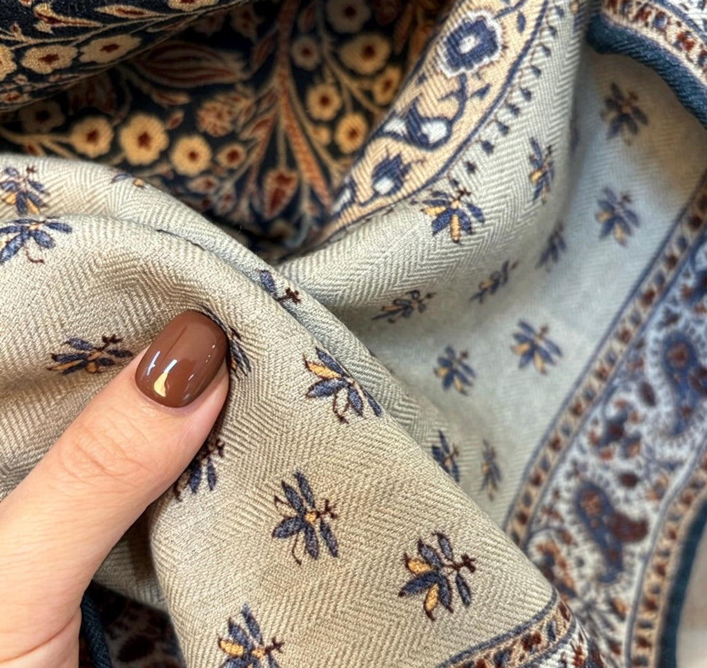 Silk Wool Square Scarf 27", Elegant Floral Neck Head Scarf for Women, Lightweight Luxury Shawl, Spring Autumn Accessory, Gift for Her