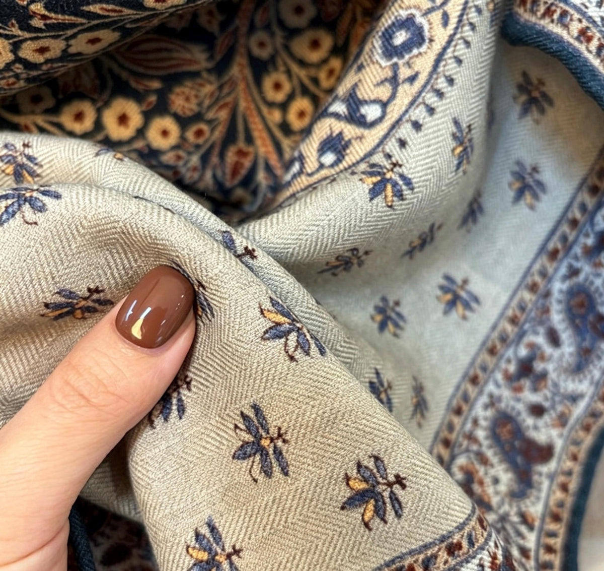 Silk Wool Square Scarf 27", Elegant Floral Neck Head Scarf for Women, Lightweight Luxury Shawl, Spring Autumn Accessory, Gift for Her