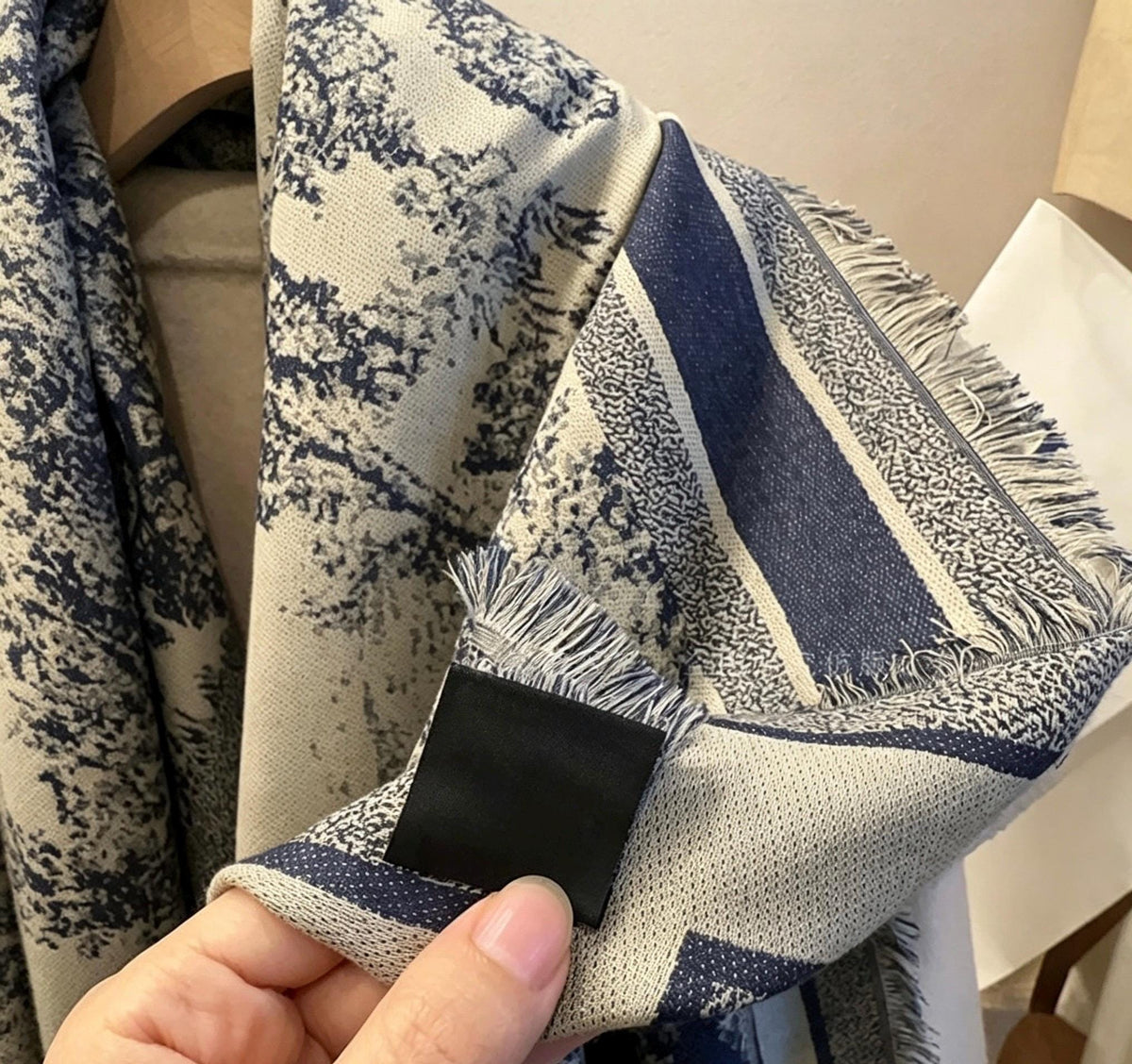 Heavy Jacquard Silk Wool Scarf, Jungle Animals Print Square Shawl, Large 55"x55" Winter Wrap, Luxury Gift for Her, Toile de Jouy Style