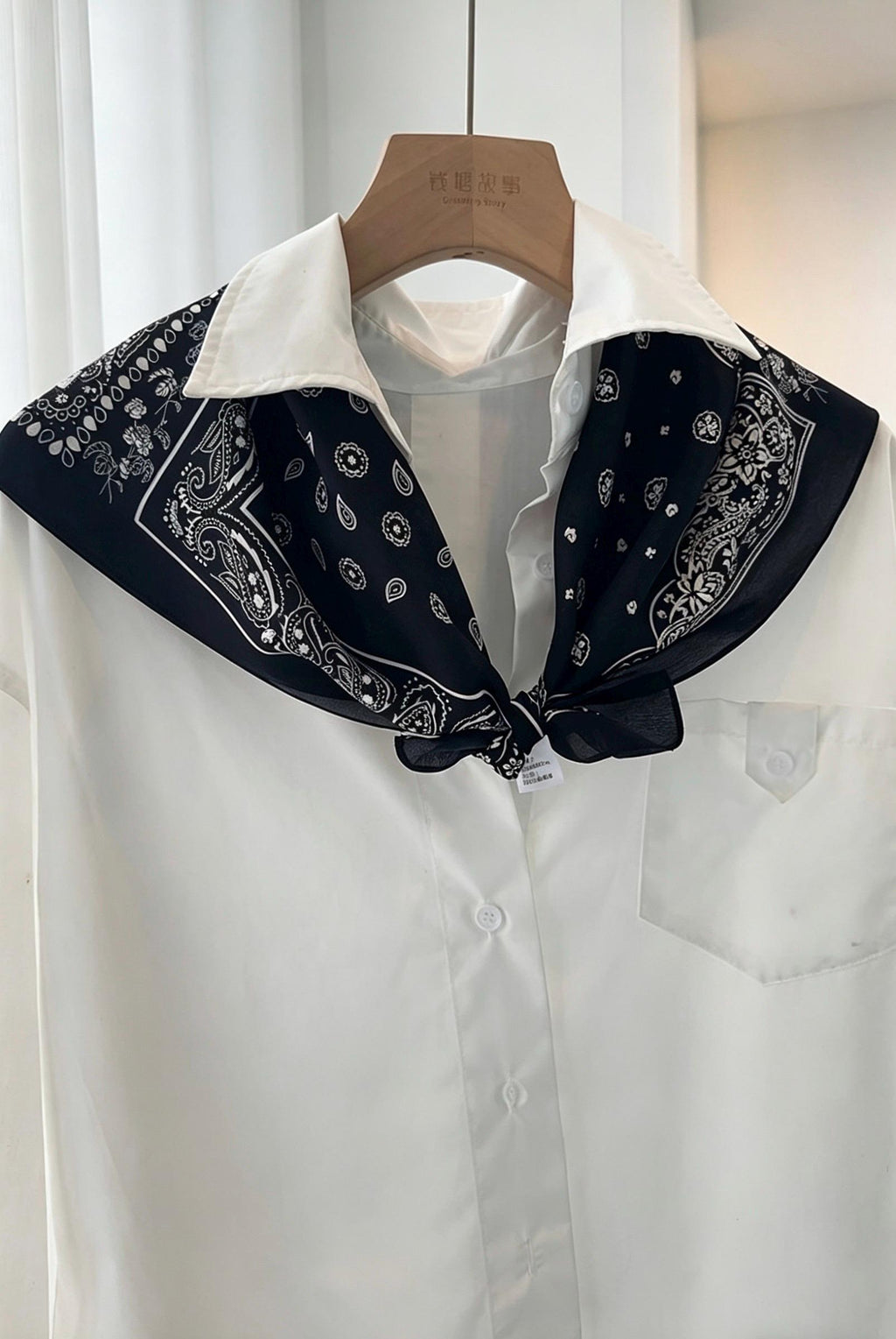 Vintage French Style Silk Scarf, Black & White Mulberry Silk Crepe de Chine Square 26", Elegant Classic Neckerchief, Retro Chic Head Scarf