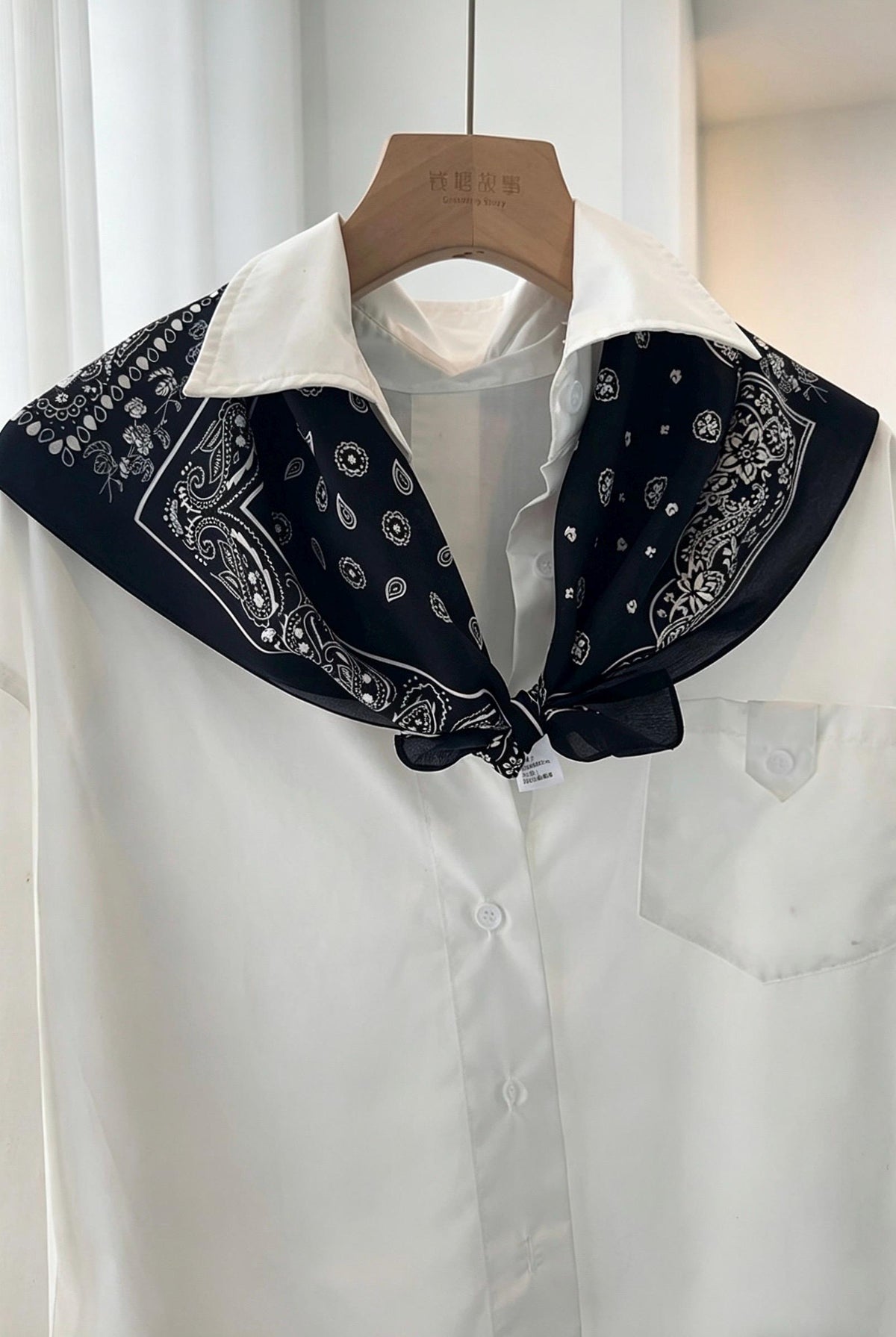 Vintage French Style Silk Scarf, Black & White Mulberry Silk Crepe de Chine Square 26", Elegant Classic Neckerchief, Retro Chic Head Scarf