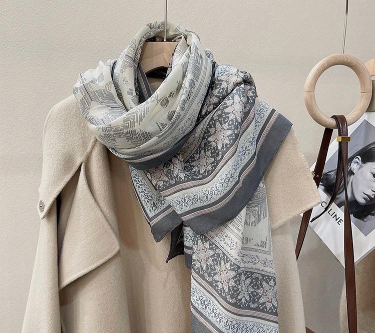 35x71 Inches Light Gray Memory: Classic Cotton Linen Scarf for Women, Minimalist Summer Sun Protection Shawl, Korean Style Long Wrap, 90x180