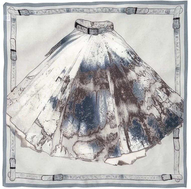 Elegant Fairy Blue Silk Scarf 100% Mulberry Silk Crepe de Chine Square Scarf 25" Spring Summer Lightweight Neck Scarf Luxury Gift for Women
