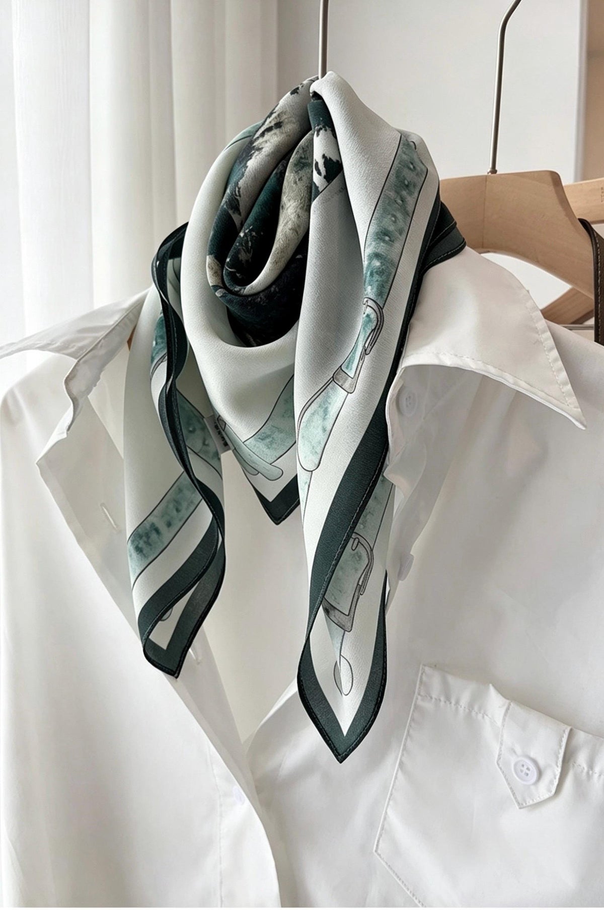 Elegant Fairy Blue Silk Scarf 100% Mulberry Silk Crepe de Chine Square Scarf 25" Spring Summer Lightweight Neck Scarf Luxury Gift for Women