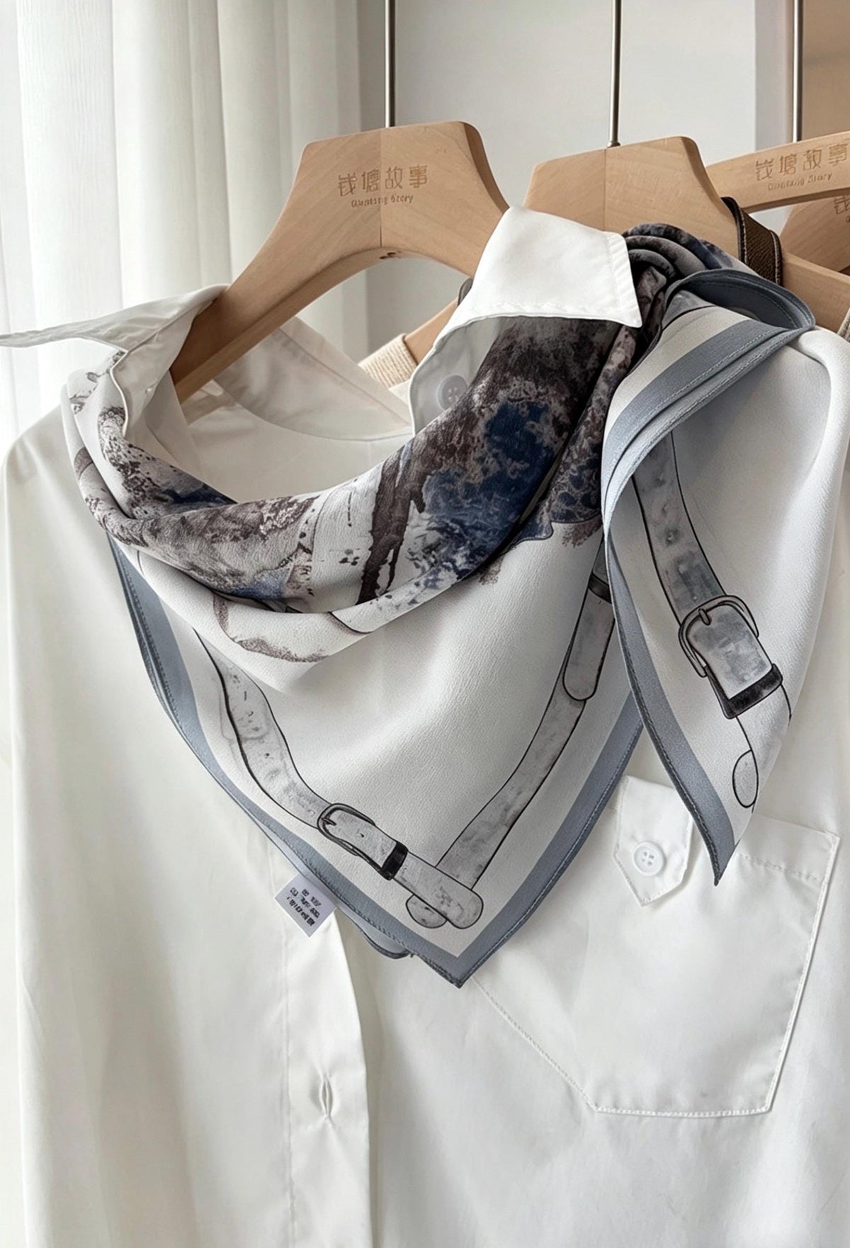 Elegant Fairy Blue Silk Scarf 100% Mulberry Silk Crepe de Chine Square Scarf 25" Spring Summer Lightweight Neck Scarf Luxury Gift for Women