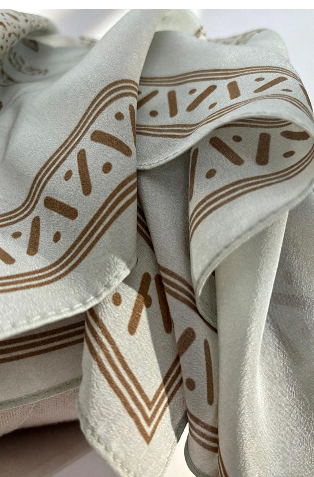 Rare Pea Green Silk Scarf 100% Mulberry Silk Crepe de Chine Square Scarf 25" Exotic Ethnic Style Lightweight Neck Scarf Luxury Gift for Her