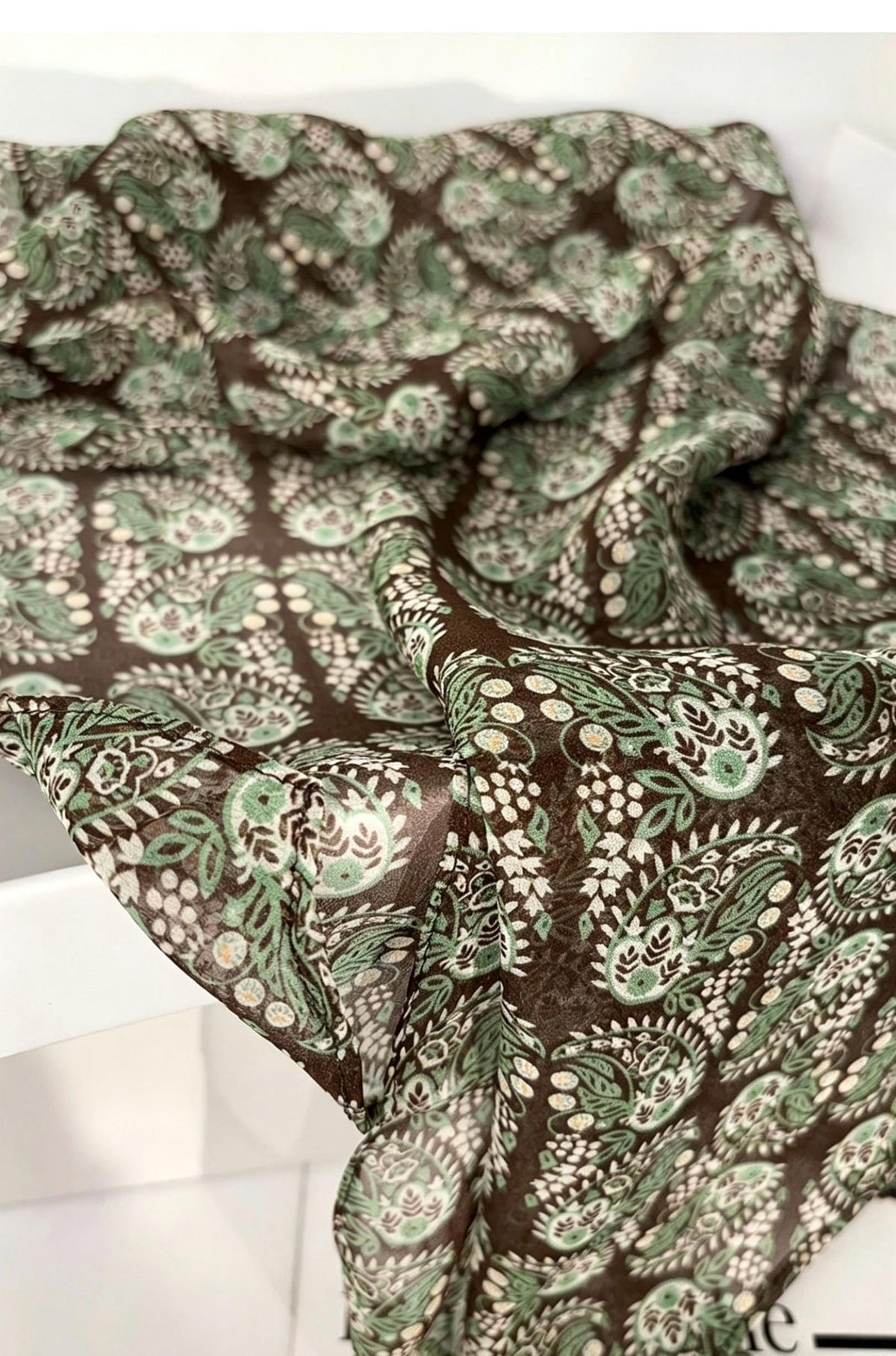 Colorful Leaves Silk Georgette Long Scarf 32x155cm, 100% Mulberry Silk Chiffon, Lightweight Foliage Print Shawl, Gift for Her