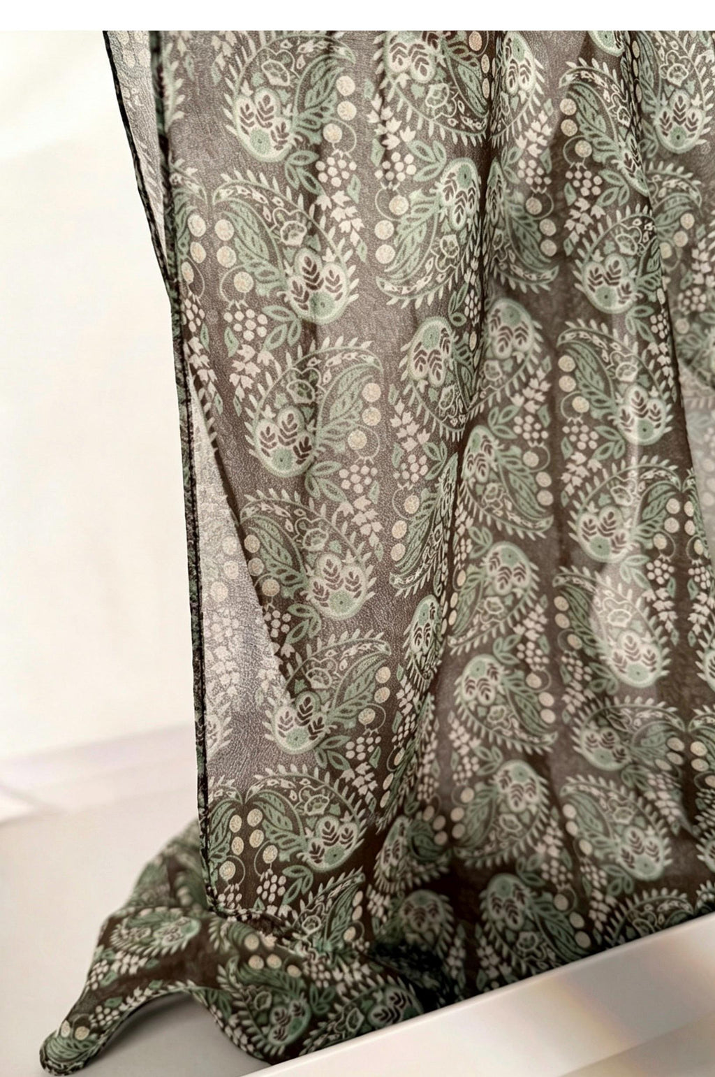 Colorful Leaves Silk Georgette Long Scarf 32x155cm, 100% Mulberry Silk Chiffon, Lightweight Foliage Print Shawl, Gift for Her