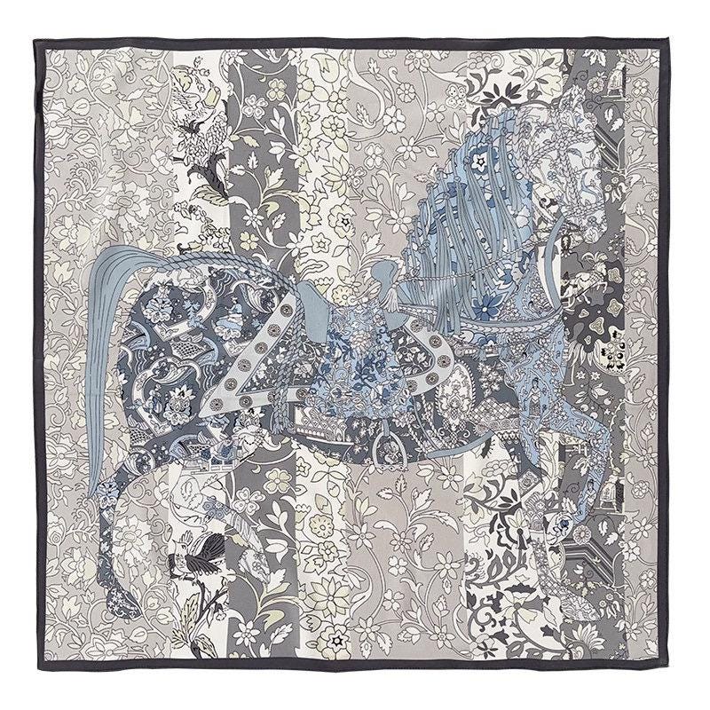 100% Mulberry Silk Scarf 25"x25" 65x65cm, Elegant Blue Crepe de Chine Silk Square, Premium Head Scarf, Chic Hand-Rolled Gift for Her