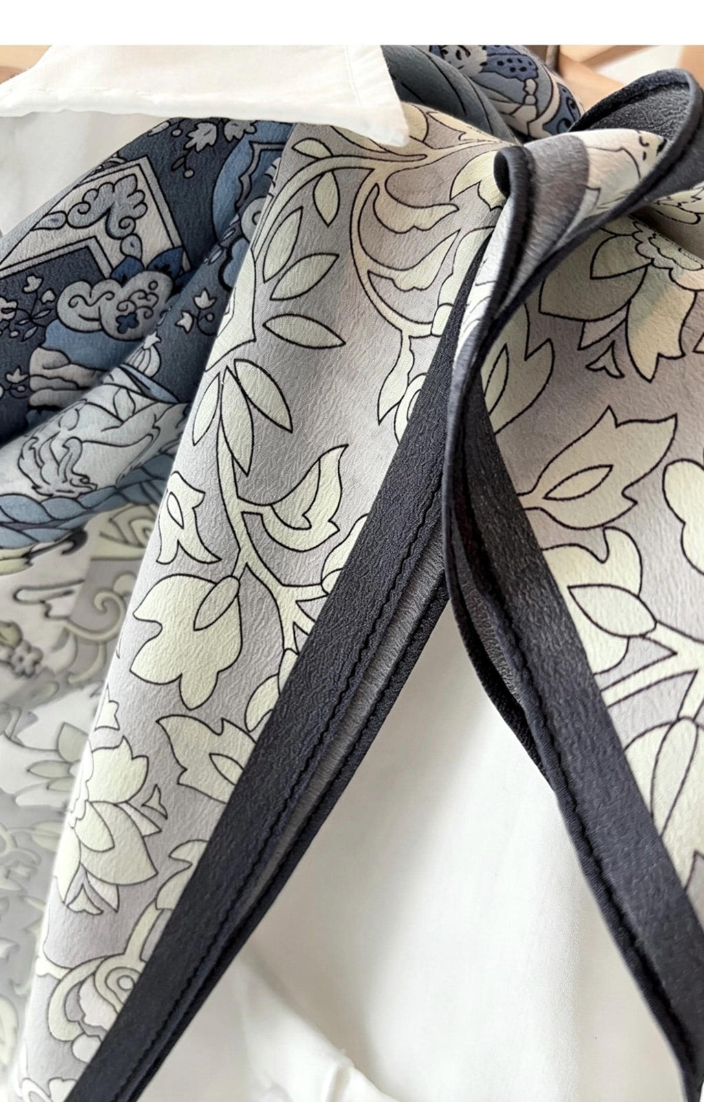 100% Mulberry Silk Scarf 25"x25" 65x65cm, Elegant Blue Crepe de Chine Silk Square, Premium Head Scarf, Chic Hand-Rolled Gift for Her