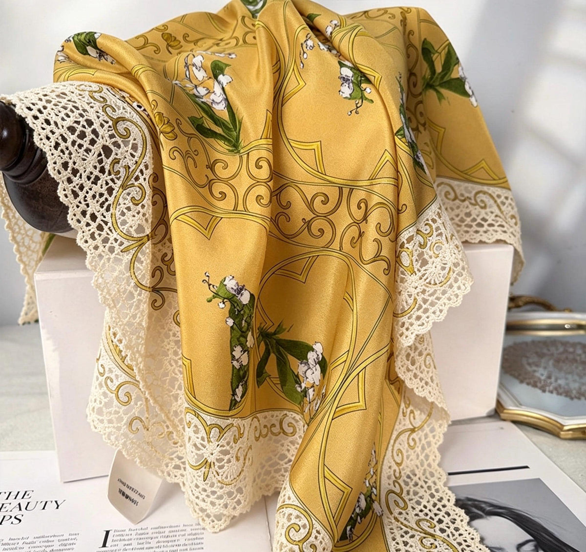 100% Mulberry Silk Scarf 25"x25" 65x65cm, Elegant Blue Crepe de Chine Silk Square, Premium Neck Scarf, Chic Hand-Rolled Luxury Gift for Her