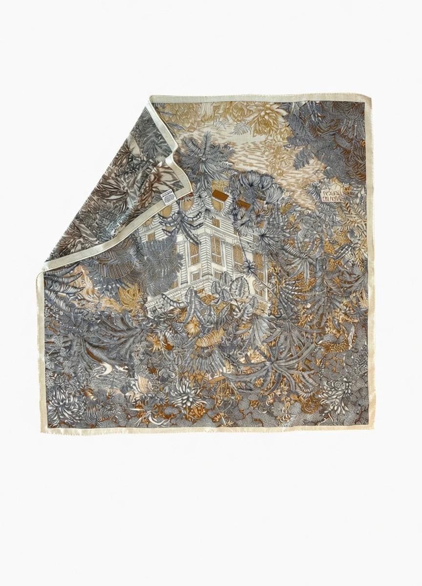 Elegant Beige Silk Wool Scarf, 33x33 in Luxury Double-Sided Square Shawl, Japanese Style Soft Pashmina, Versatile Wrap for Spring & Fall