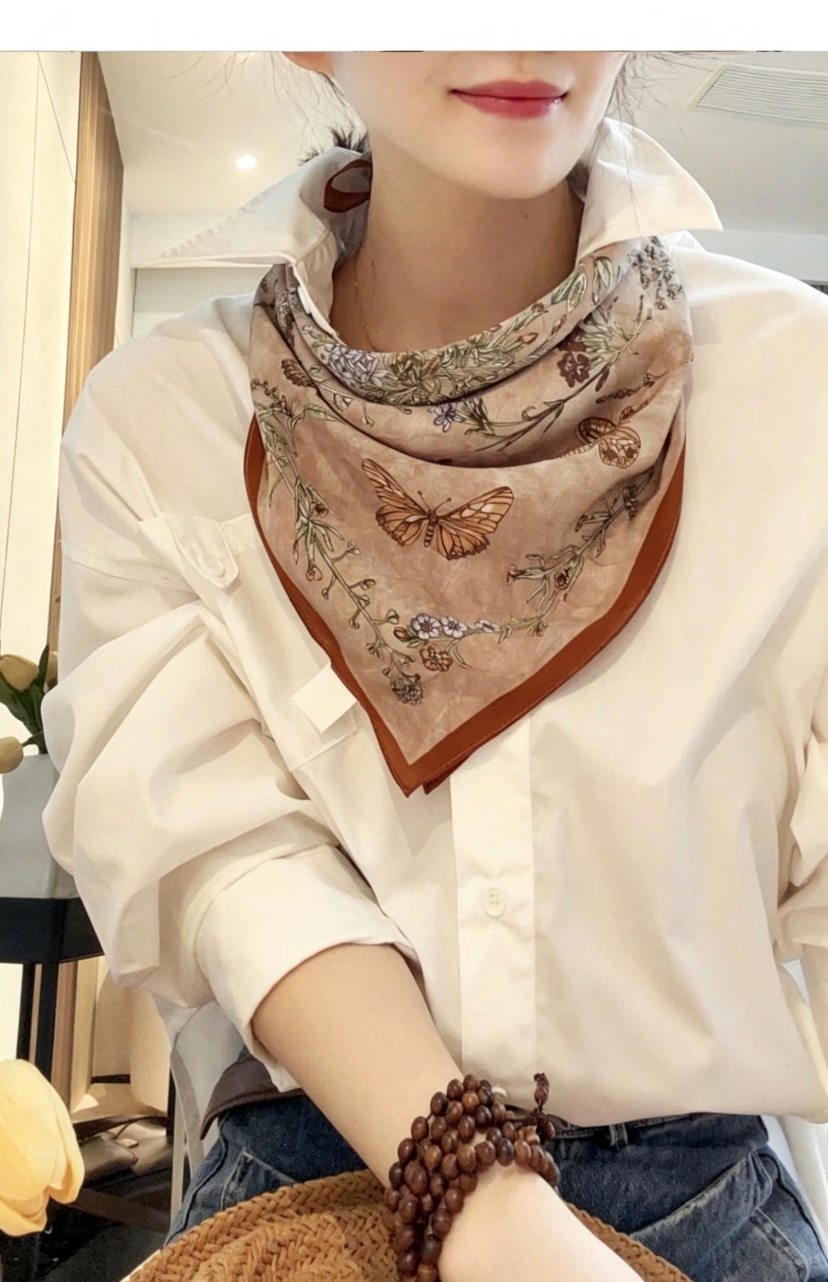 100% Mulberry Silk Scarf 25"x25" 65x65cm, Elegant Morandi Crepe de Chine Silk Neck Scarf, Luxury Hair Head Scarf, Chic Gift for Her, Summer