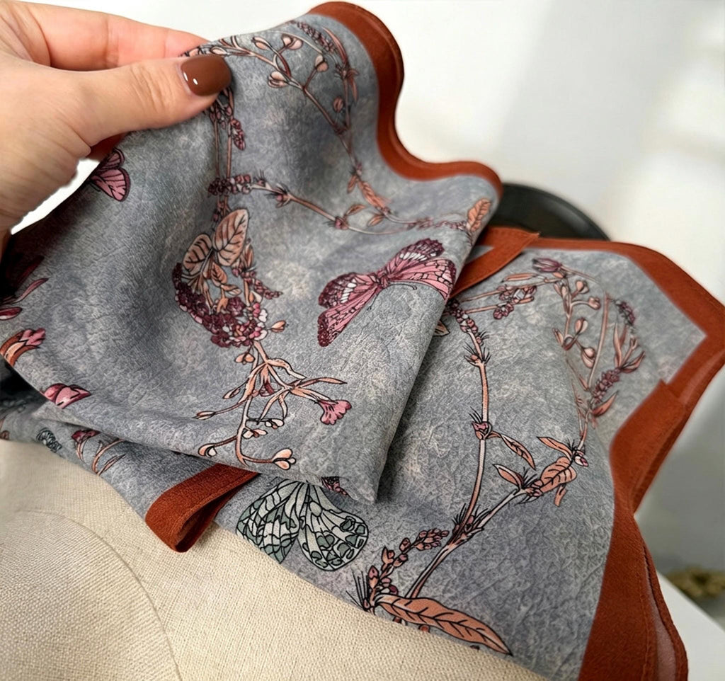 100% Mulberry Silk Scarf 25"x25" 65x65cm, Elegant Morandi Crepe de Chine Silk Neck Scarf, Luxury Hair Head Scarf, Chic Gift for Her, Summer