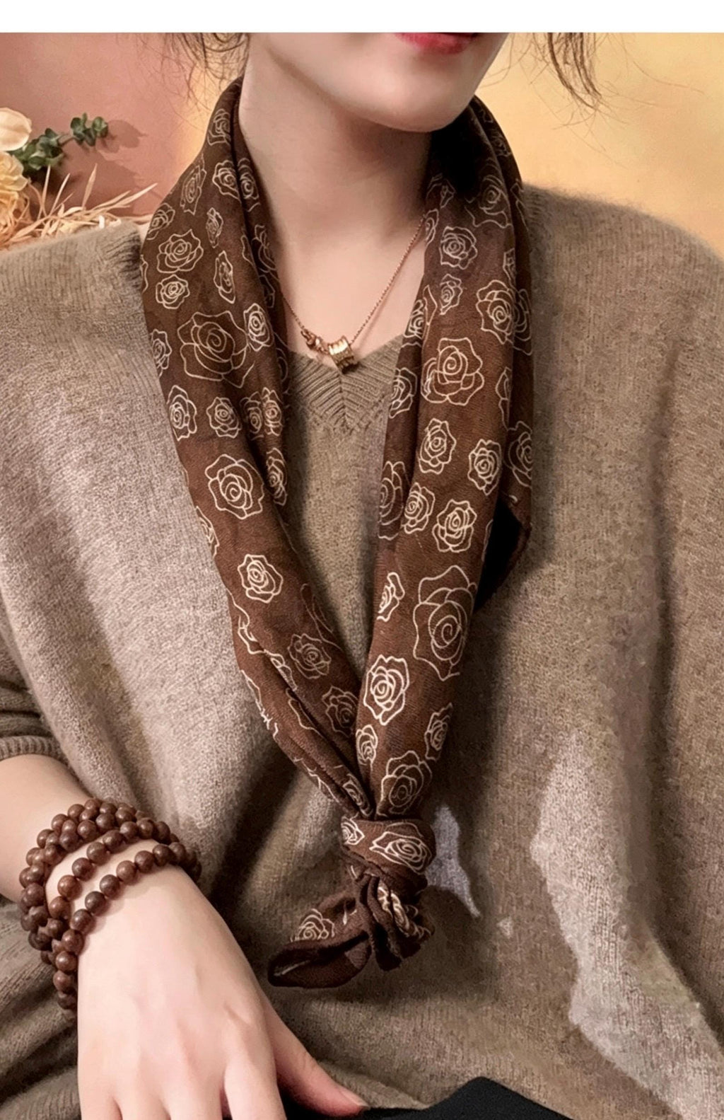 100% Mulberry Silk Scarf 35"x35" 88x88cm, Italian Style Luxury Silk Wool Large Square Scarf, Premium Shawl Wrap, Gift for Her, Chic Beige