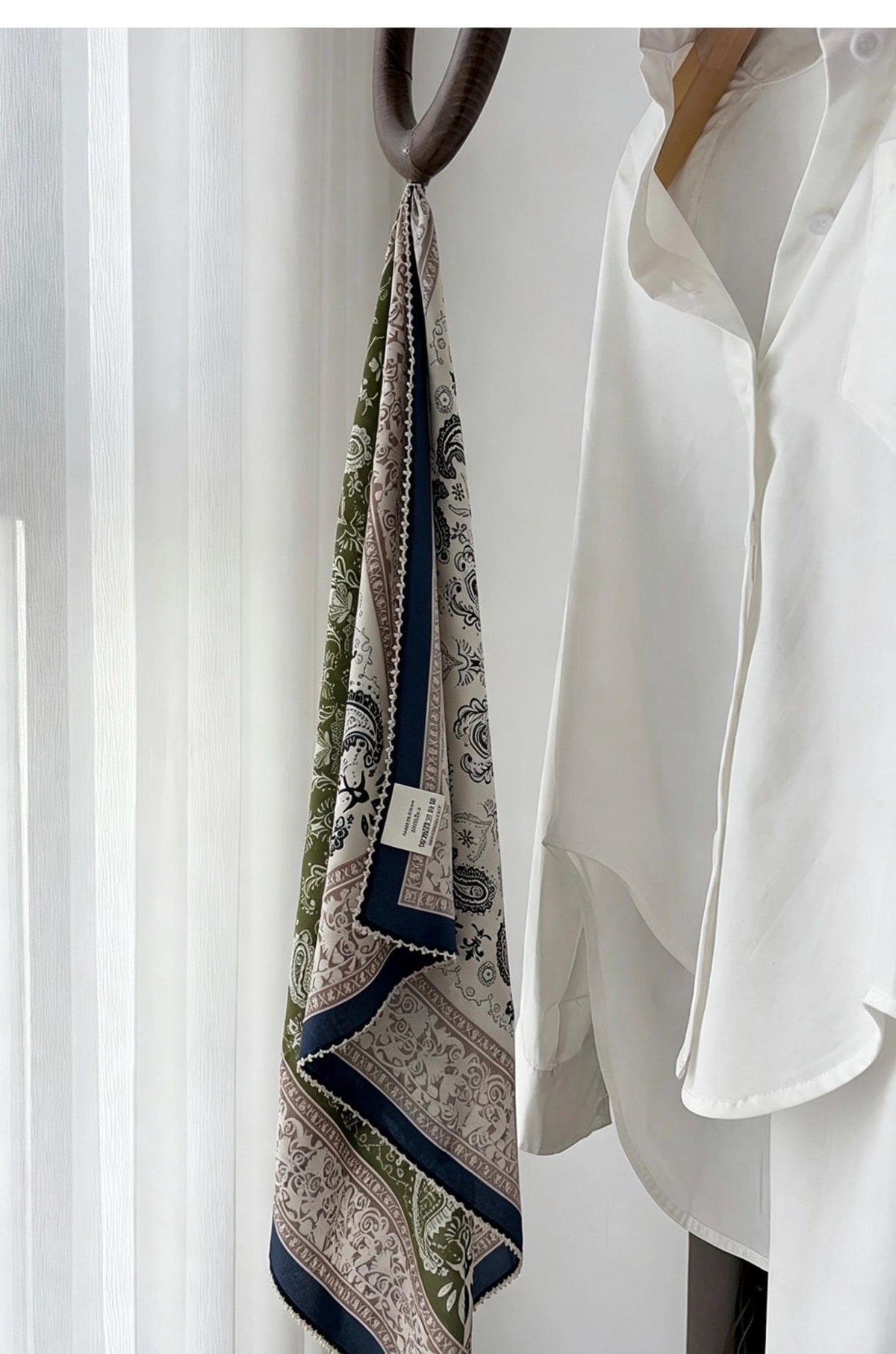 100% Mulberry Silk Scarf 26"x26" 65x65cm, Paisley Crepe de Chine Scarf, Retro Old Money Aesthetic Neck Tie, Elegant Teal Blue Square Wrap