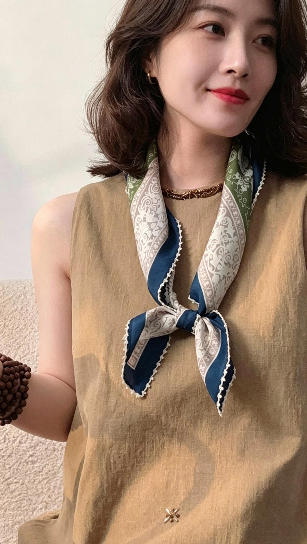 100% Mulberry Silk Scarf 26"x26" 65x65cm, Paisley Crepe de Chine Scarf, Retro Old Money Aesthetic Neck Tie, Elegant Teal Blue Square Wrap
