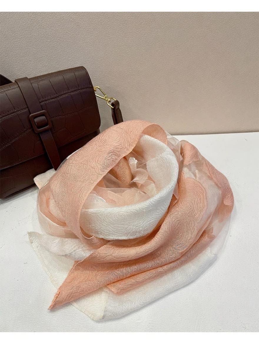 Wrapwhisper 3D Cut-Flower Rose Scarf, Organza Silk Shawl for Spring Autumn, Large Floral Wrap 25”x75”, Elegant Women's Long Evening Stole