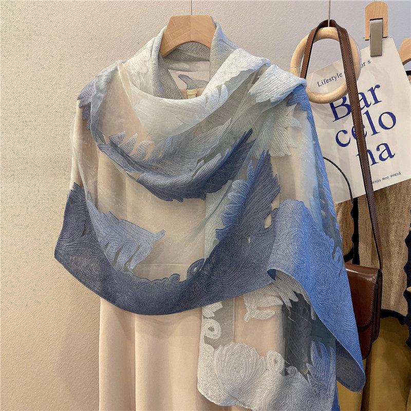 Wrapwhisper 3D Cut-Flower Rose Scarf, Organza Silk Shawl for Spring Autumn, Large Floral Wrap 25”x75”, Elegant Women's Long Evening Stole