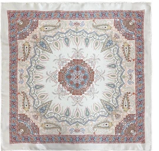 Vintage Paisley Mulberry Silk Square Scarf, Old Money Aesthetic Silk Neckerchief 21”x21”, Luxury Garden Floral Hair Bandana, Gift for Her