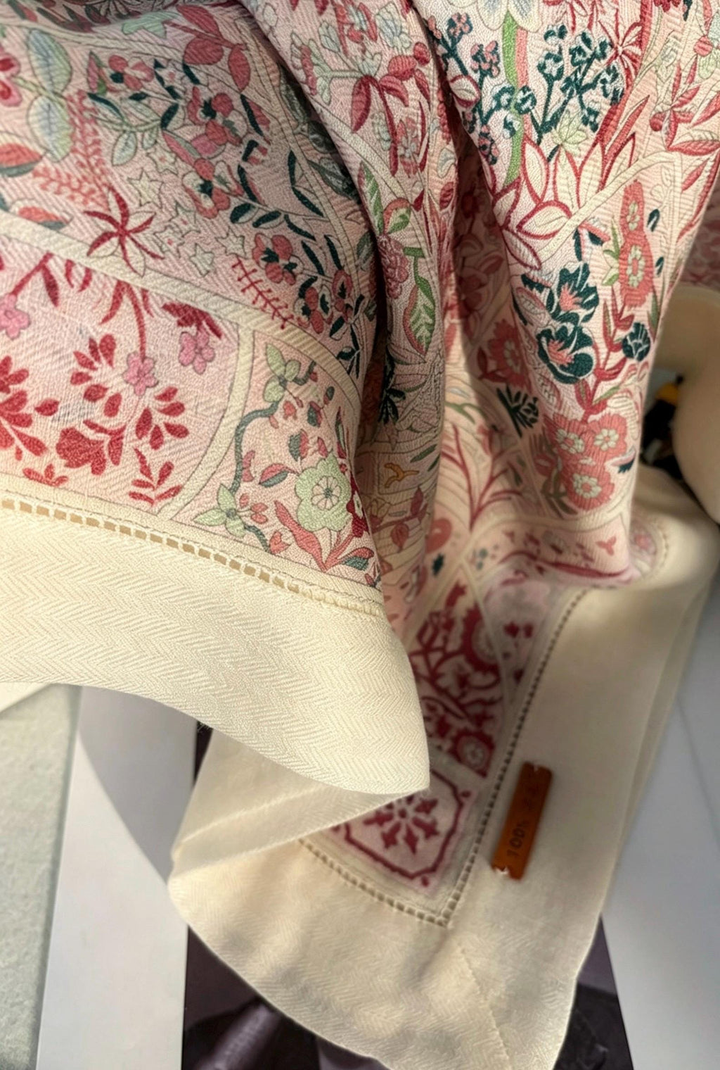 Australian Wool Scarf 35"x35" 88x88cm, Secret Garden Hollow Out Luxury Shawl, Lace Floral Large Square Wrap, Soft Spring Autumn Cape