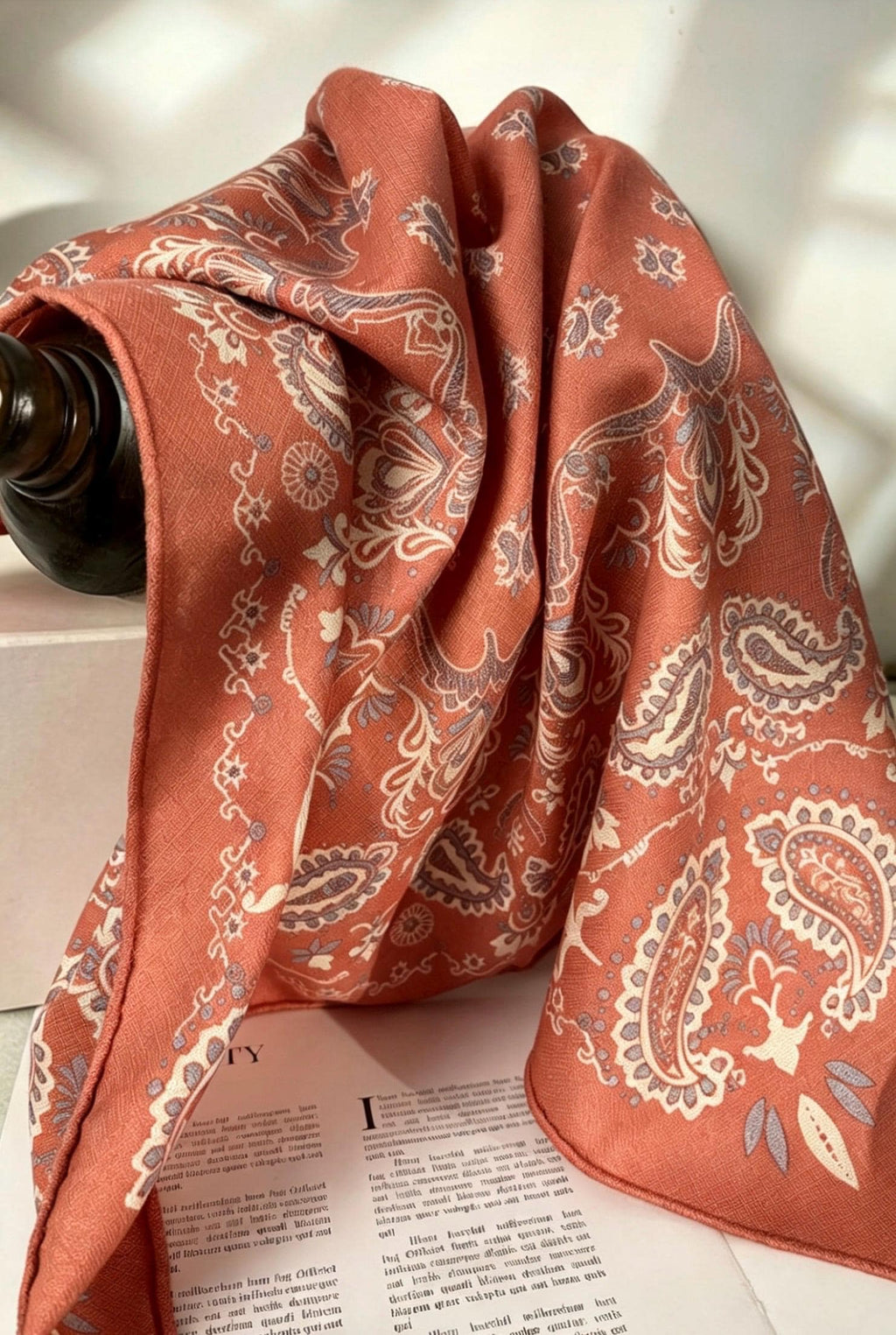 100% Silk Wool Scarf 25"x25" 65x65cm, Rose Pink Paisley Square Scarf, Elegant Winter Neck Scarf for Women, Luxury Silk Wool Wrap