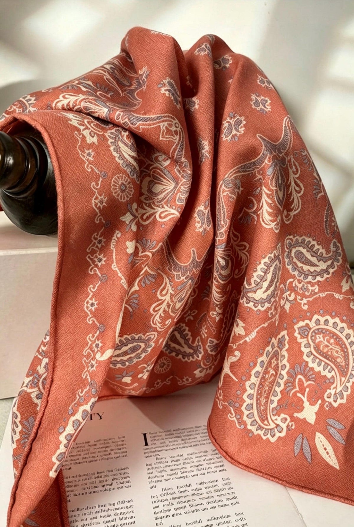 100% Silk Wool Scarf 25"x25" 65x65cm, Rose Pink Paisley Square Scarf, Elegant Winter Neck Scarf for Women, Luxury Silk Wool Wrap