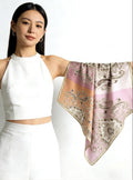 100% Mulberry Silk Scarf 43"x43" 110x110cm, Heavy Silk Crepe de Chine Square Shawl, Paisley Patchwork Print, Large Sunscreen Wrap, Silk Gift