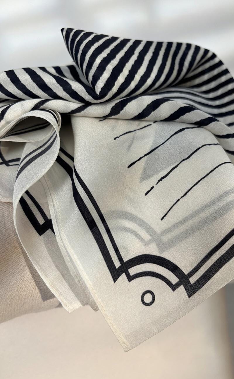 Minimalist Silk Scarf 25" Square Crepe de Chine Neck Head Scarf for Women, Elegant Geometric Luxury Hair Accessory, Chic Gift for Her