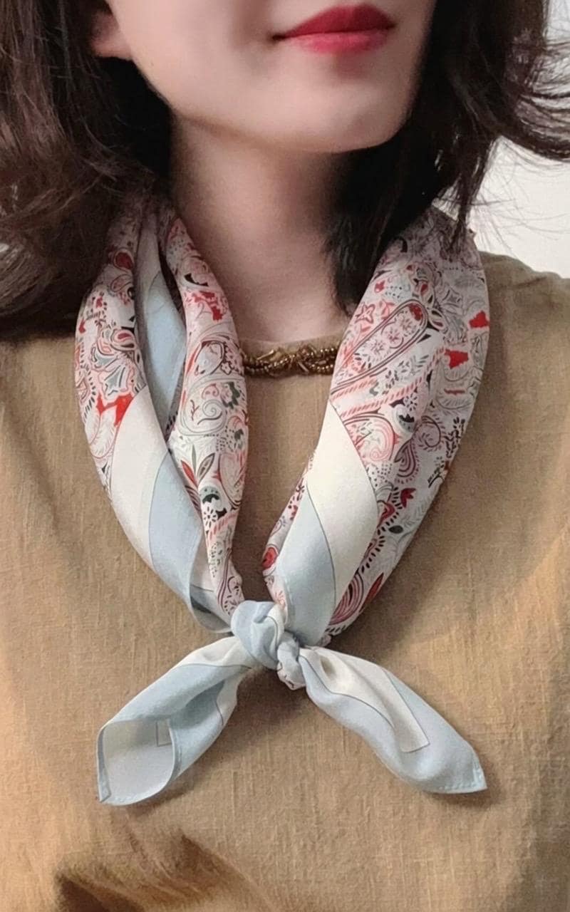 Minimalist Silk Scarf 25" Square Crepe de Chine Neck Head Scarf for Women, Gentle Geometric Luxury Accessory, Chic Gift for Her, Soft Silk