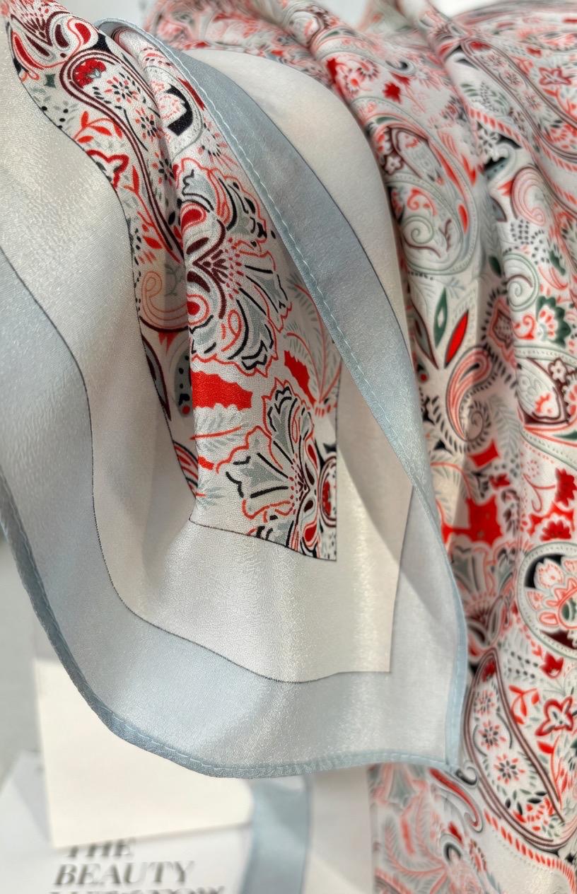 Minimalist Silk Scarf 25" Square Crepe de Chine Neck Head Scarf for Women, Gentle Geometric Luxury Accessory, Chic Gift for Her, Soft Silk