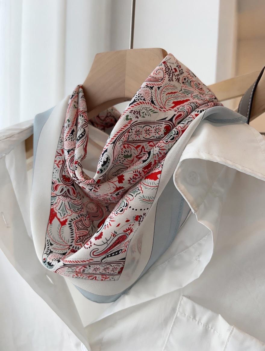 Minimalist Silk Scarf 25" Square Crepe de Chine Neck Head Scarf for Women, Gentle Geometric Luxury Accessory, Chic Gift for Her, Soft Silk