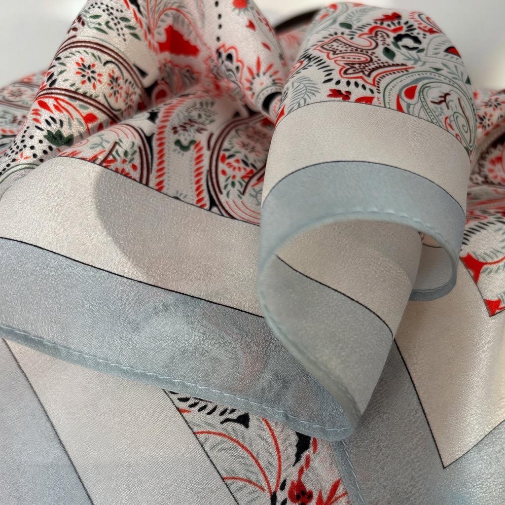 Minimalist Silk Scarf 25" Square Crepe de Chine Neck Head Scarf for Women, Gentle Geometric Luxury Accessory, Chic Gift for Her, Soft Silk