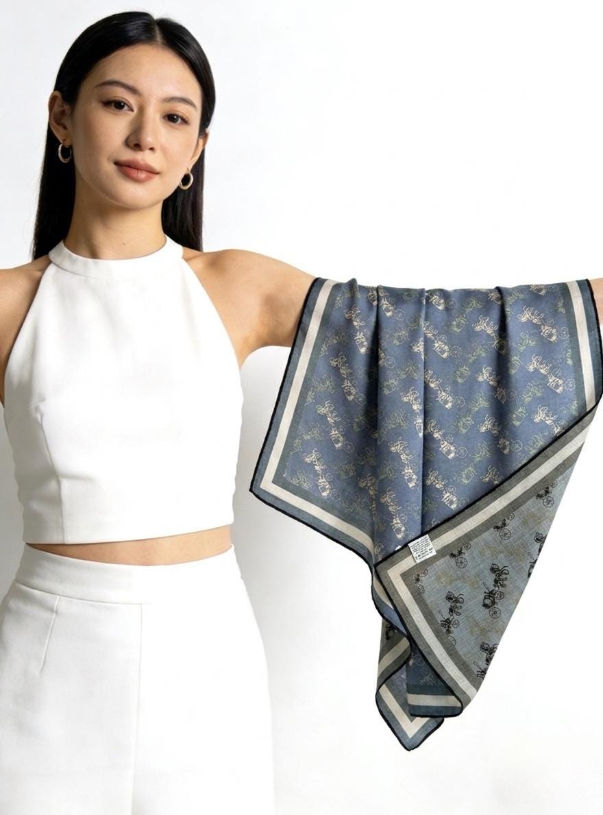 Canglan Ripple Silk Scarf for Women, Luxury 25" Paisley Mulberry Silk Neckerchief, Elegant Summer Waistband Hair Tie, Artisan Gift her