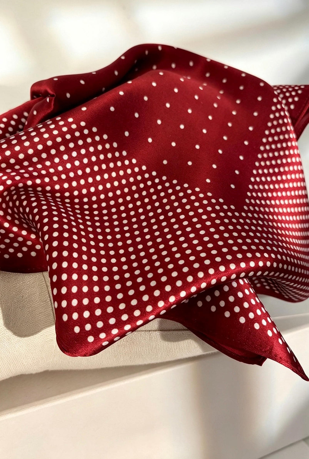 100% Silk Wool Scarf 25"x25" 65x65cm, Rare Ancora Red Satin Silk Square, Luxury Mulberry Silk Neckerchief, Elegant Shawl Gift for Her