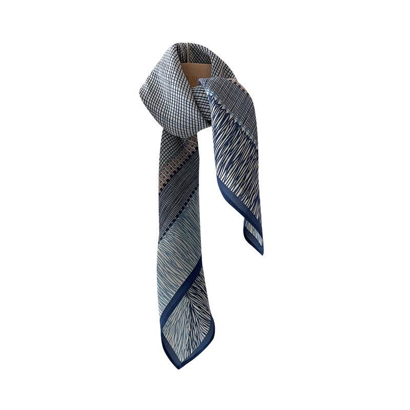 Seine Style Luxury 65x65cm (25.5") Gray-Blue Crepe de Chine Silk Scarf - Premium Mulberry Silk Necktie, Chic Aesthetic Accessory