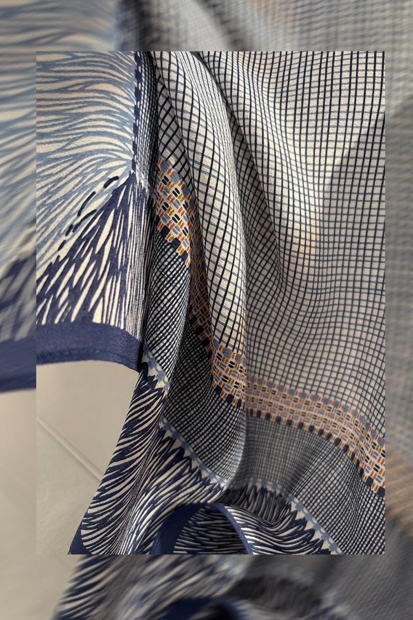 Seine Style Luxury 65x65cm (25.5") Gray-Blue Crepe de Chine Silk Scarf - Premium Mulberry Silk Necktie, Chic Aesthetic Accessory