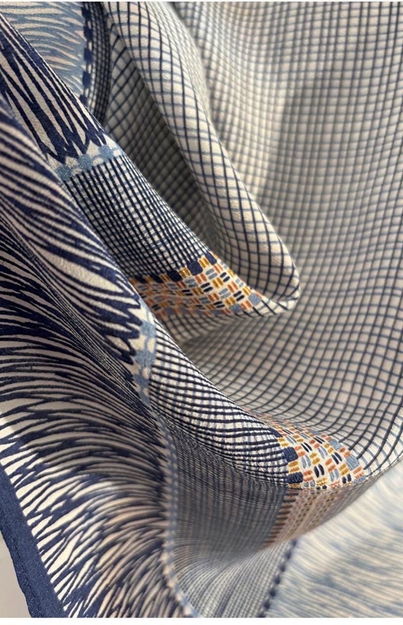 Seine Style Luxury 65x65cm (25.5") Gray-Blue Crepe de Chine Silk Scarf - Premium Mulberry Silk Necktie, Chic Aesthetic Accessory