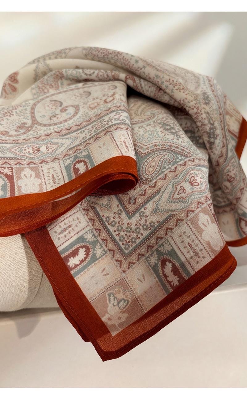 Elegant Apricot 65x65cm (25.5") Crepe de Chine Silk Scarf - 100% Mulberry Silk Neckerchief, Chic Minimalist Aesthetic Scarf for Women