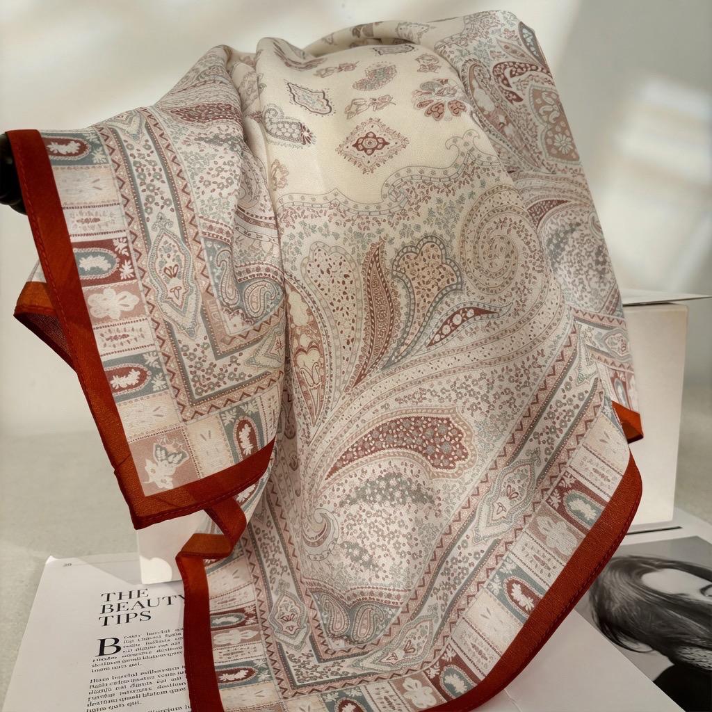 Elegant Apricot 65x65cm (25.5") Crepe de Chine Silk Scarf - 100% Mulberry Silk Neckerchief, Chic Minimalist Aesthetic Scarf for Women