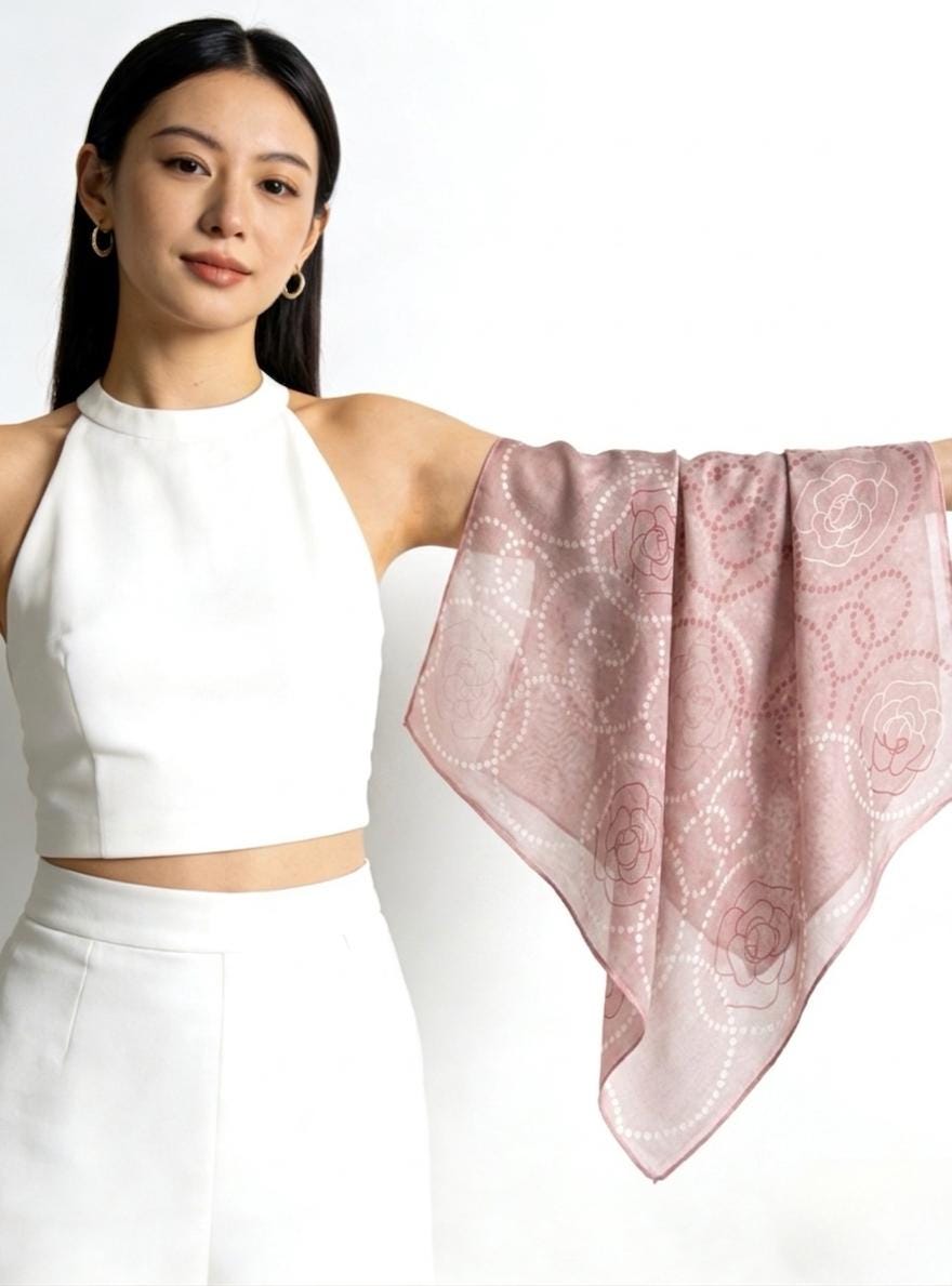100% Silk Wool Scarf 26"x26" 65x65cm,Romantic Soft Pink Mulberry Silk Scarf,Sheer Georgette Silk Square,Lightweight Elegant Shawl