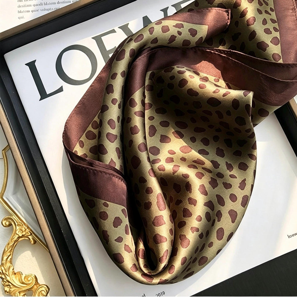 Korean Style Mulberry Silk Square Scarf, Chic Retro Neck Scarf for Women, Elegant Small Silk Kerchief, Fashion Accessories, 21"x21" Gift