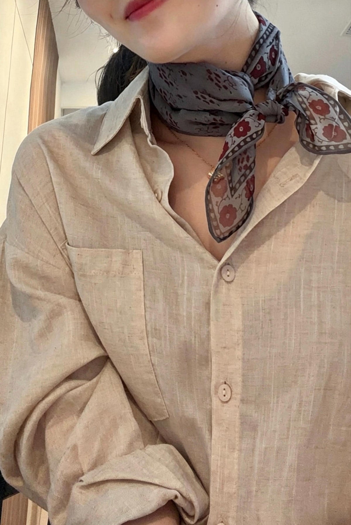 100% Silk Wool Scarf 25"x25" 65x65cm, Monet Grey Mulberry Silk Scarf, Low Saturation Georgette Square Scarf, Artistic Silk Wrap Gift for Her