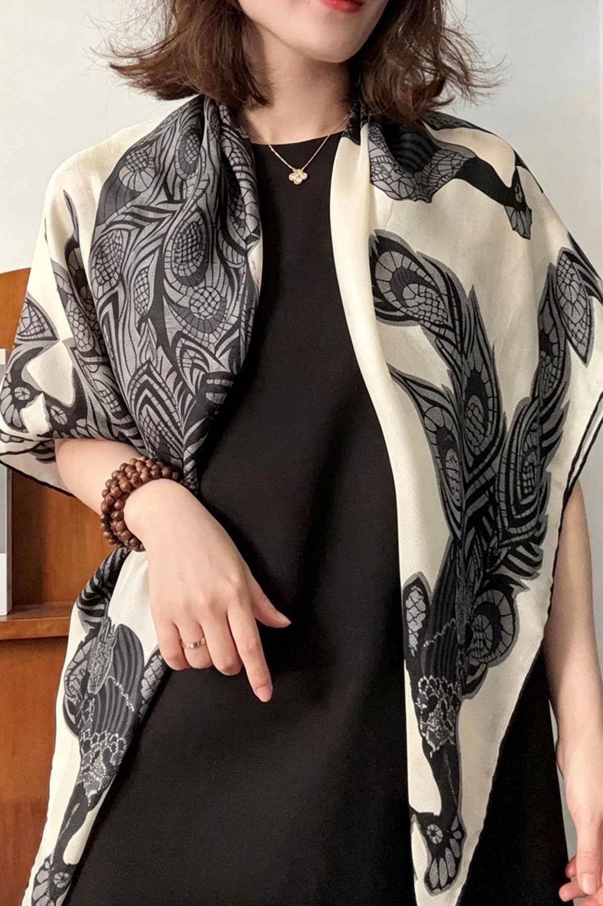 100% Silk Wool Scarf 42"x42" 108x108cm, Elegant Xili Silk Scarf for Women, Versatile Mulberry Silk Shawl, Lightweight Sun Protection Wrap