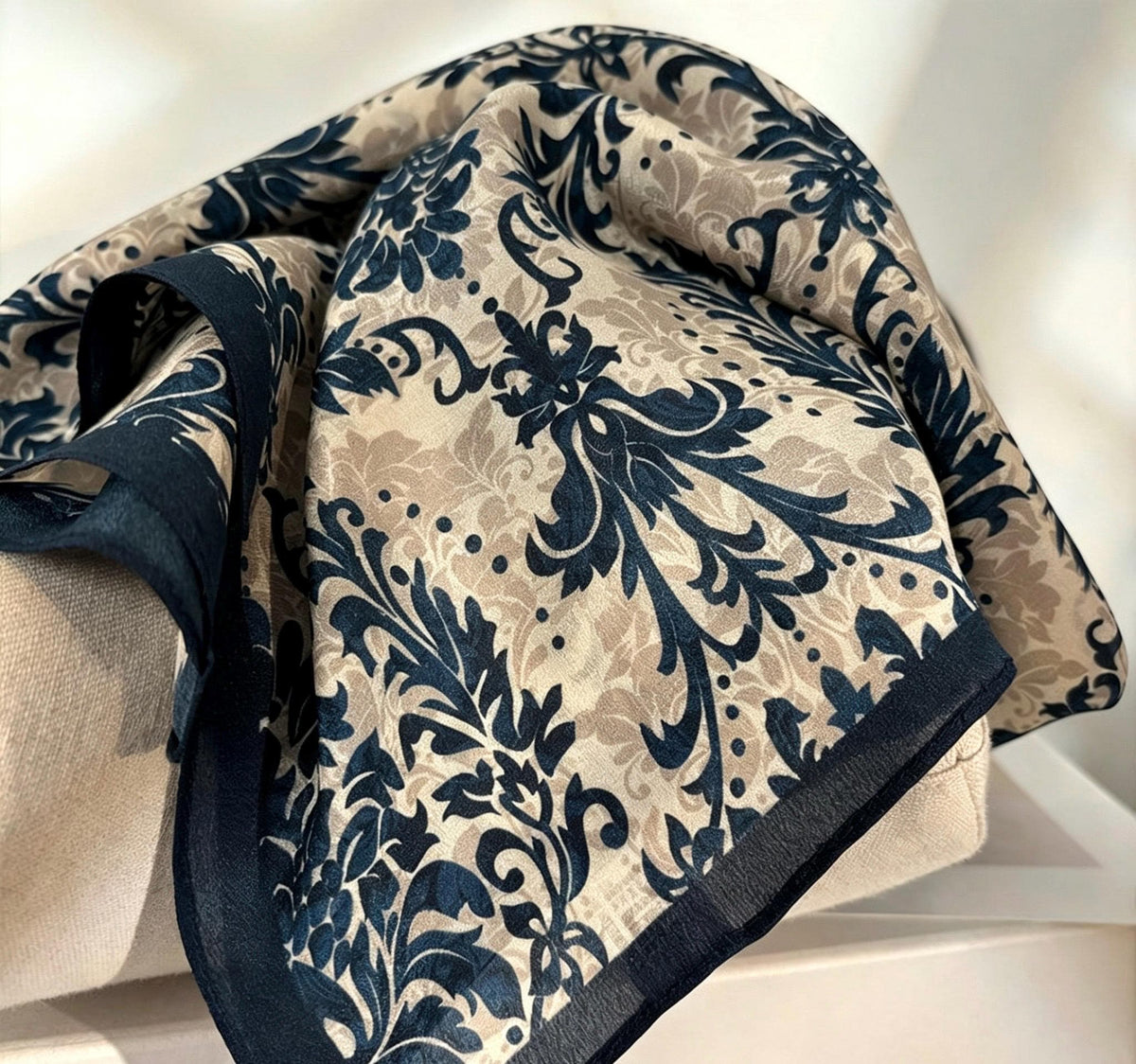 100% Mulberry Silk Scarf 26x26" 65x65CM, Master Classical Art Print, Silk Crepe de Chine Square Scarf, Elegant Artistic Neck Scarf for Women